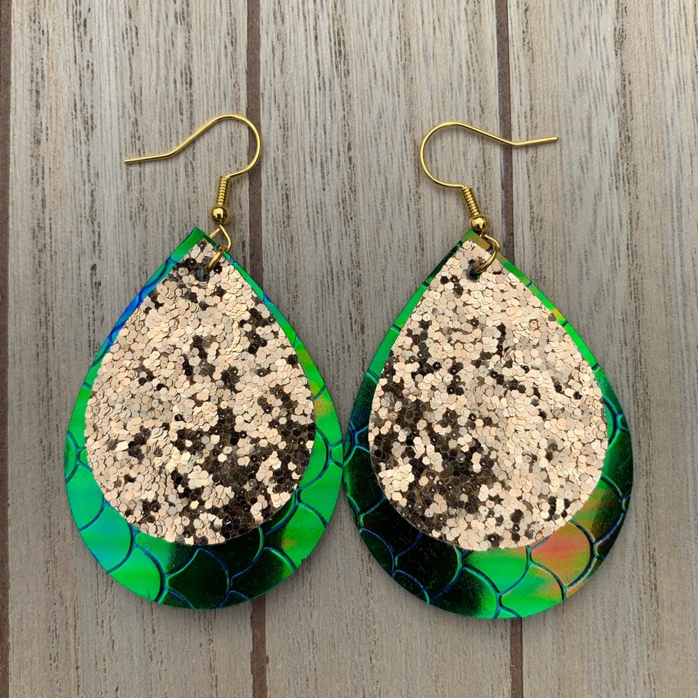 New! | Handmade Faux Leather Earrings Double